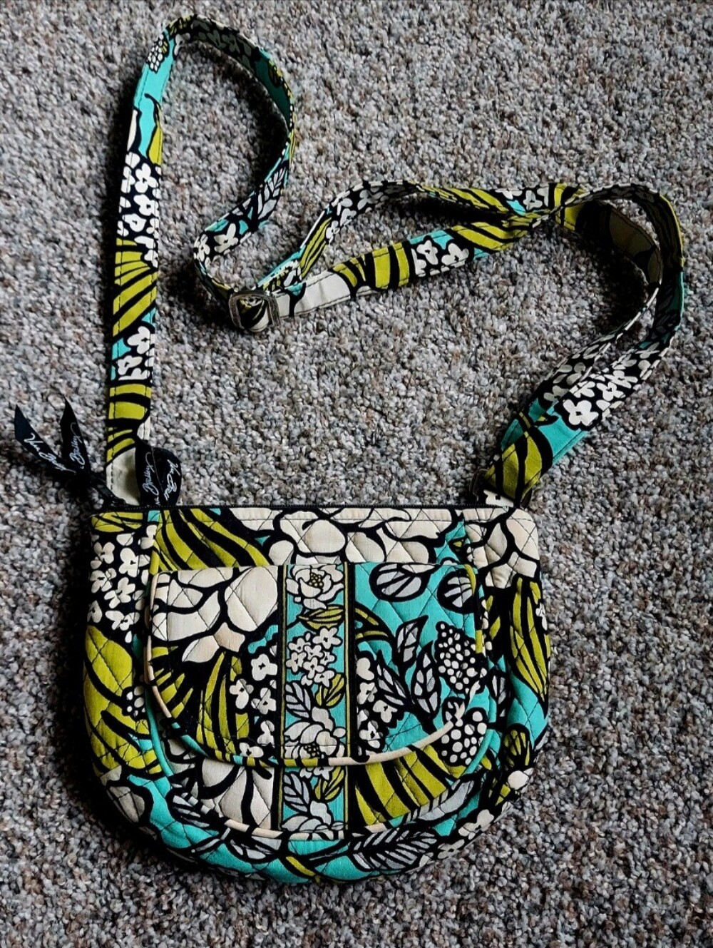 Vera Bradley Quilted Floral Crossbody Bag - Teal & Lime